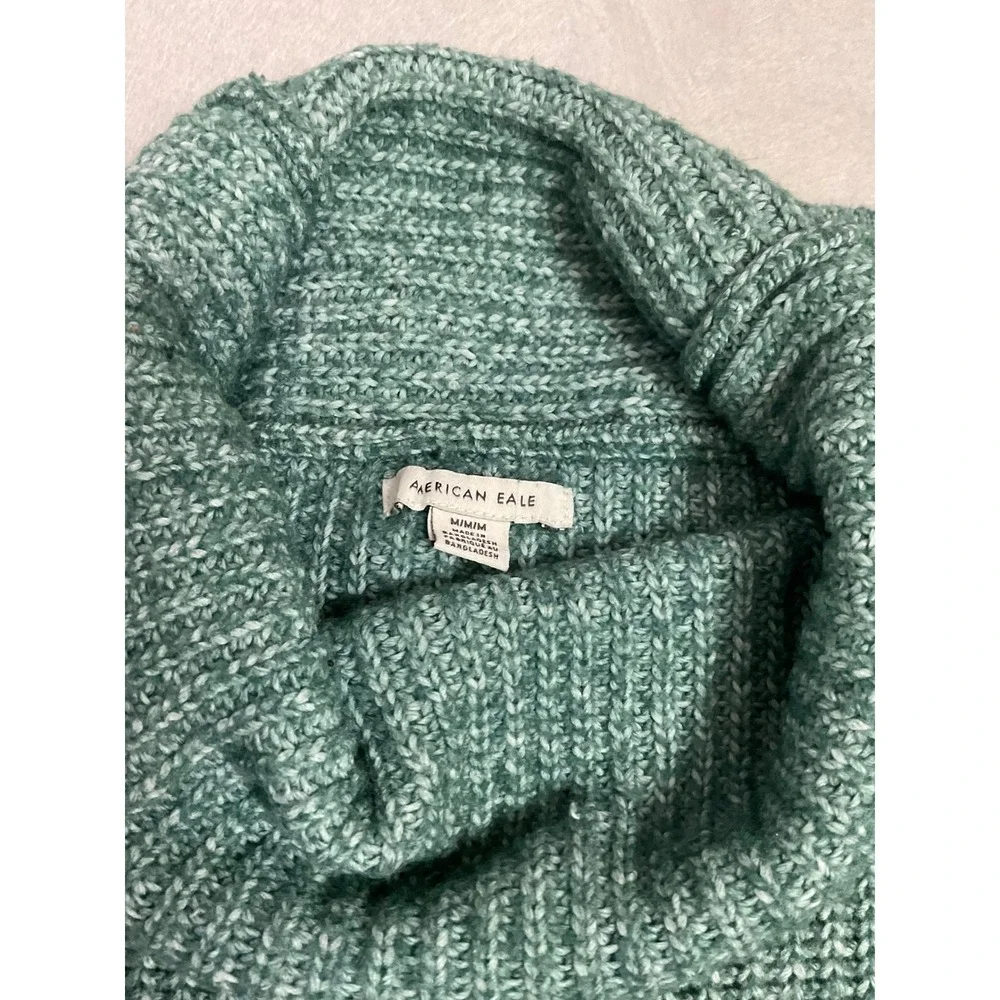 Womens American Eagle Knit Mock Neck Sweater Seafoam Green Ribbed Med